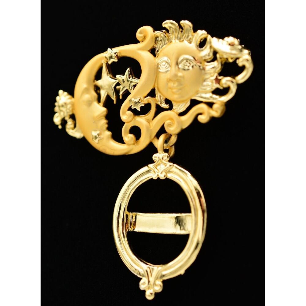 Danecraft Vintage Sun Moon Pin Brooch Picture Frame Celestial Signed NOS 80s A21